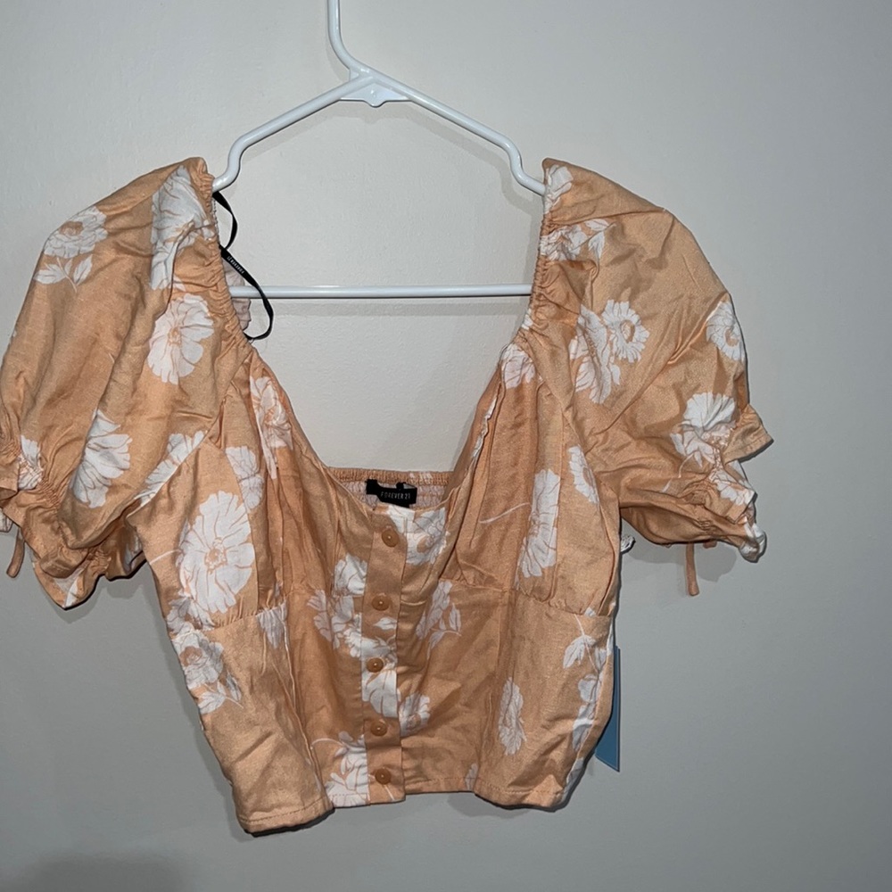 Peach Forever 21 cropped blouse